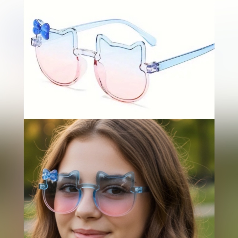 🆕Kids: HELLO KITTY THEMED Cat-Ear Sunglasses - Pink and Blue